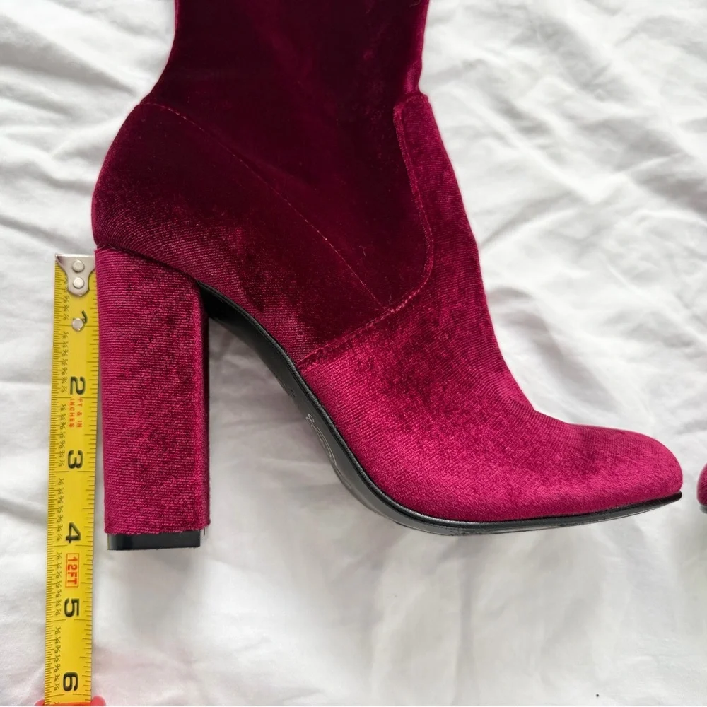 Chinese Laundry Red Wine Brenda Velvet Over The Knee Boots | Burgundy | Size 6